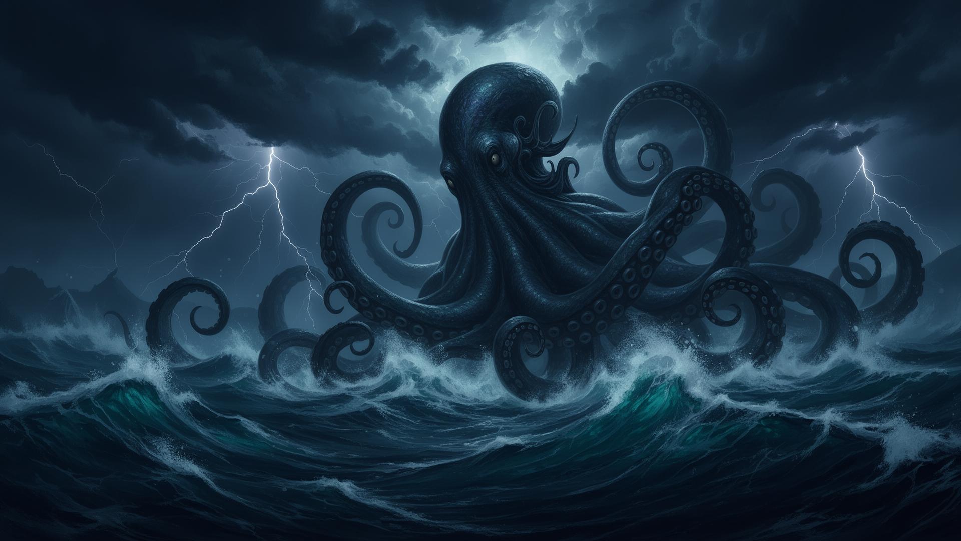 Kraken inspired sea monster artwork